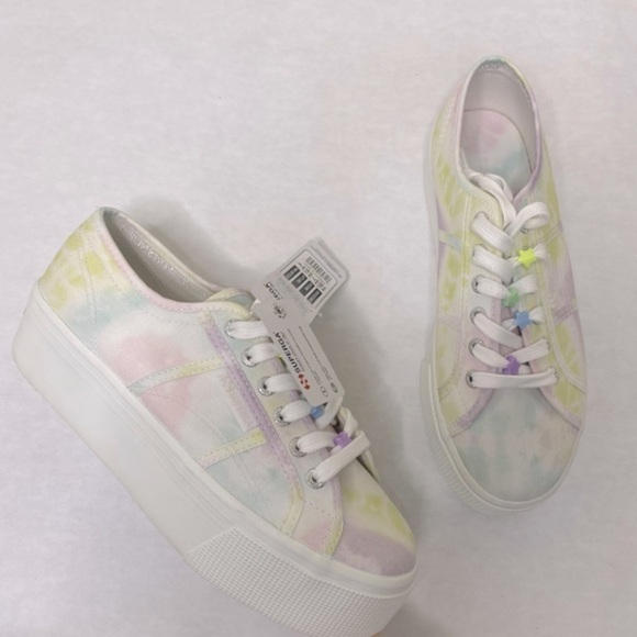Superga Pastel Tie‎ Dye Platform Canvas Sneaker Beads Size 8.5 - Picture 1 of 11